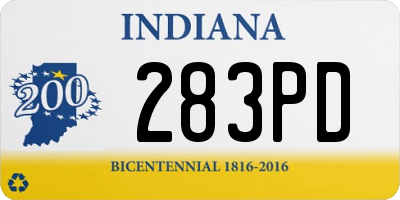 IN license plate 283PD