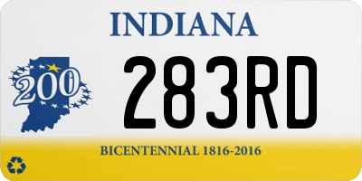 IN license plate 283RD