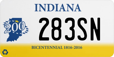 IN license plate 283SN