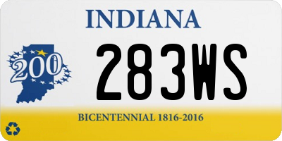 IN license plate 283WS