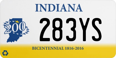 IN license plate 283YS