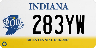 IN license plate 283YW
