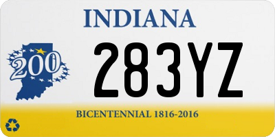 IN license plate 283YZ