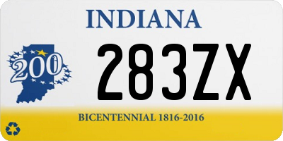 IN license plate 283ZX