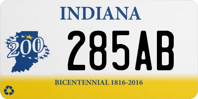 IN license plate 285AB