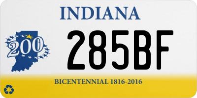 IN license plate 285BF