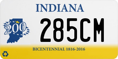 IN license plate 285CM