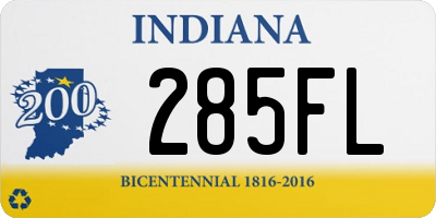 IN license plate 285FL