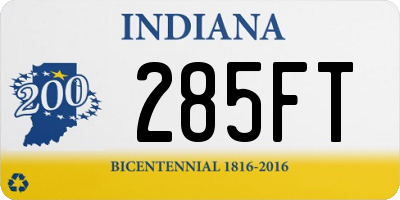 IN license plate 285FT