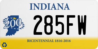 IN license plate 285FW