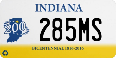 IN license plate 285MS