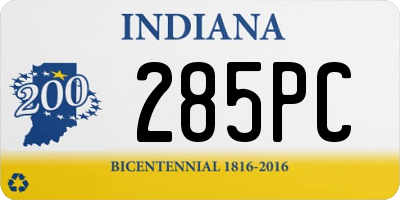 IN license plate 285PC