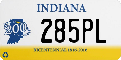 IN license plate 285PL