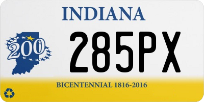 IN license plate 285PX