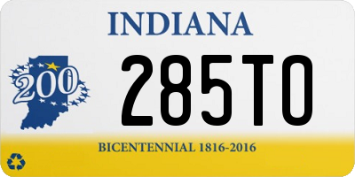 IN license plate 285TO