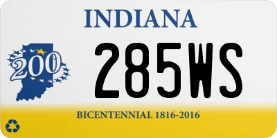 IN license plate 285WS