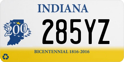 IN license plate 285YZ