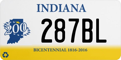 IN license plate 287BL