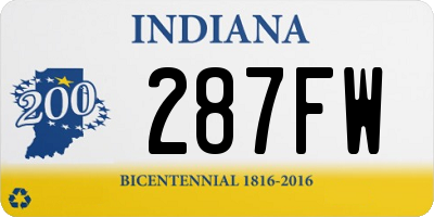 IN license plate 287FW