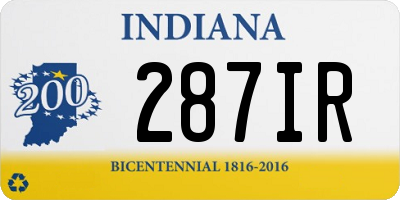 IN license plate 287IR