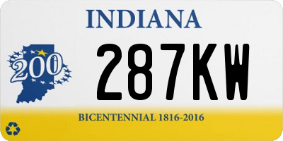 IN license plate 287KW