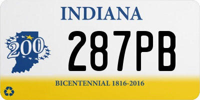 IN license plate 287PB