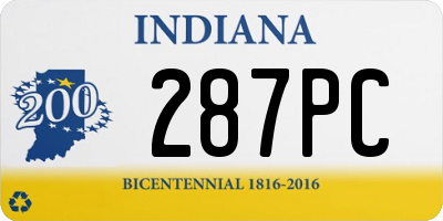 IN license plate 287PC