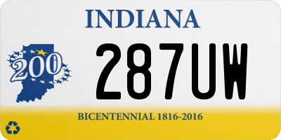 IN license plate 287UW