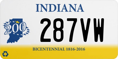 IN license plate 287VW