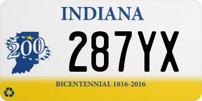 IN license plate 287YX