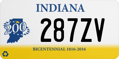 IN license plate 287ZV