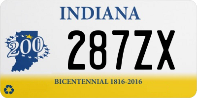 IN license plate 287ZX