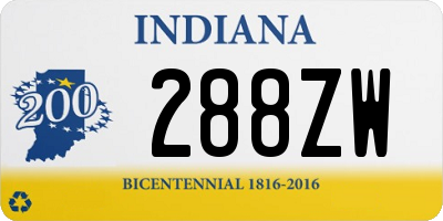 IN license plate 288ZW