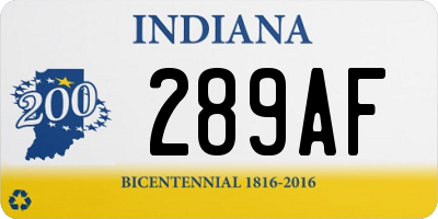 IN license plate 289AF