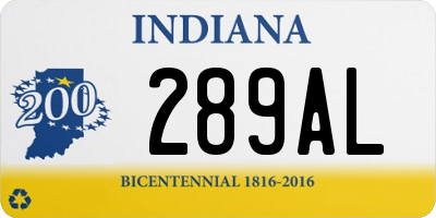 IN license plate 289AL