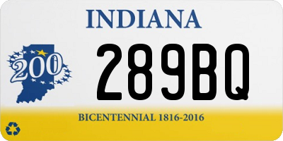 IN license plate 289BQ