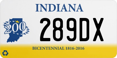 IN license plate 289DX