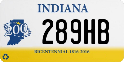 IN license plate 289HB