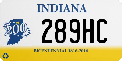 IN license plate 289HC