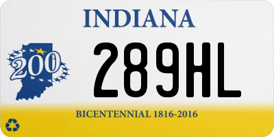 IN license plate 289HL