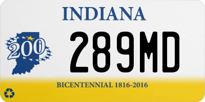 IN license plate 289MD