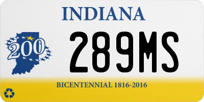 IN license plate 289MS