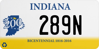 IN license plate 289N