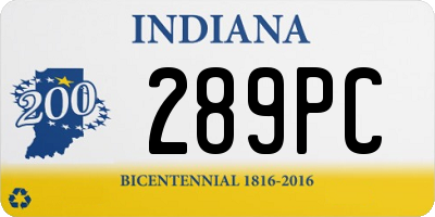 IN license plate 289PC