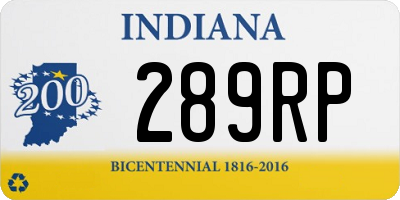 IN license plate 289RP