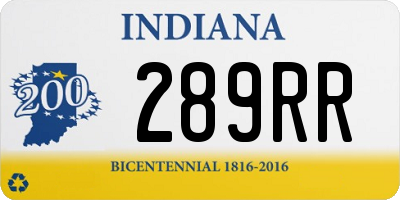 IN license plate 289RR