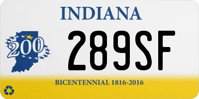 IN license plate 289SF