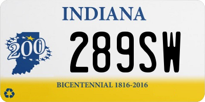 IN license plate 289SW