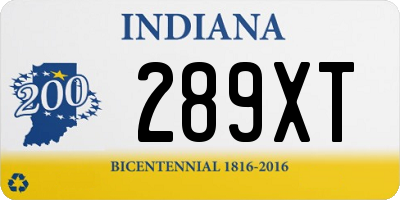 IN license plate 289XT