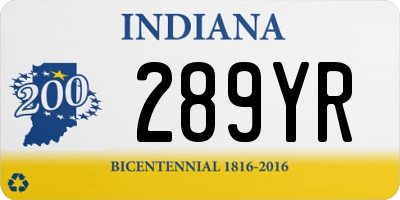 IN license plate 289YR
